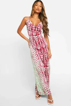 Cami Dresses*boohoo Tie Dye Cowl Maxi Dress pink