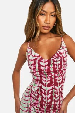 Cami Dresses*boohoo Tie Dye Cowl Maxi Dress pink