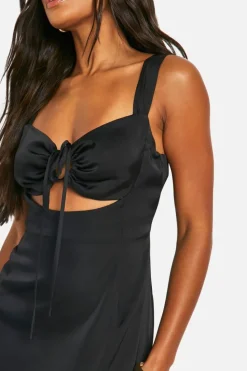 Cami Dresses|Maxi Dresses*boohoo Tie Front Maxi Dress black