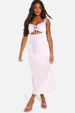 Cami Dresses*boohoo Tie Front Maxi Dress pale pink