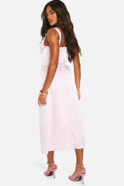 Cami Dresses*boohoo Tie Front Maxi Dress pale pink
