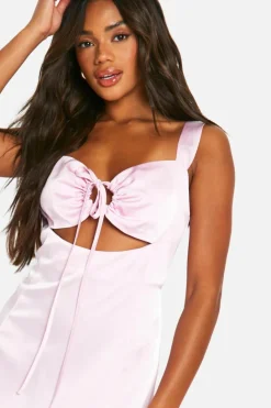 Cami Dresses*boohoo Tie Front Maxi Dress pale pink