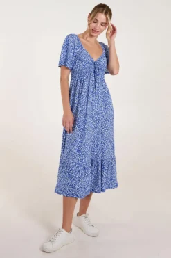 Midi Dresses*Blue Vanilla Tie Front Midi Dress Blue