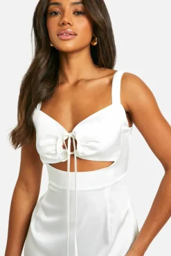 Cami Dresses*boohoo Tie Front Mini Dress ivory