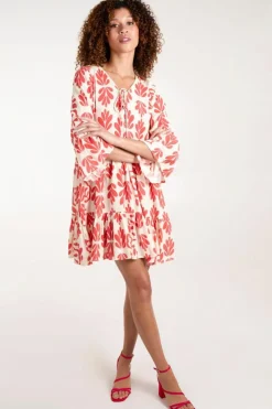 Smock Dresses*Blue Vanilla Tie Front Smock Dress Red