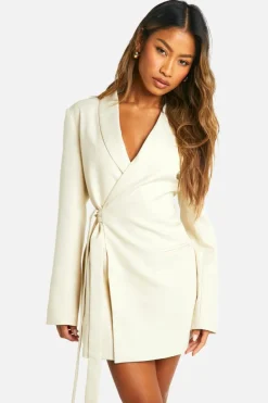 Blazer Dresses*boohoo Tie Side Blazer Dress stone