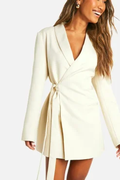 Blazer Dresses*boohoo Tie Side Blazer Dress stone