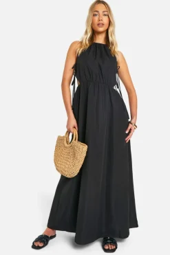 Smock Dresses*boohoo Tie Side Maxi Dress black