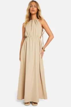 Smock Dresses*boohoo Tie Side Maxi Dress stone