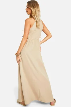 Smock Dresses*boohoo Tie Side Maxi Dress stone