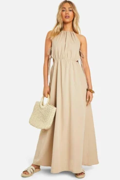 Smock Dresses*boohoo Tie Side Maxi Dress stone