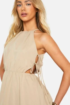 Smock Dresses*boohoo Tie Side Maxi Dress stone