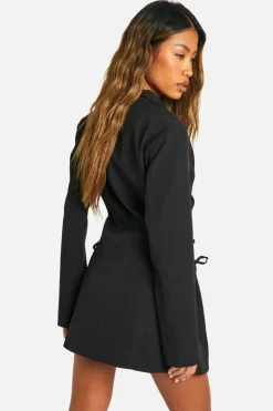 Blazer Dresses|Mini Dresses*boohoo Tie Waist Blazer Dress black