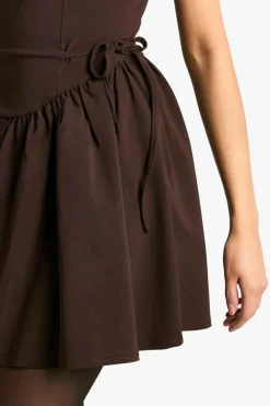 Skater Dresses*boohoo Tie Waist Skater Mini Dress chocolate