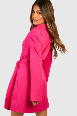 Blazer Dresses*boohoo Tie Waist Tailored Blazer Dress hot pink