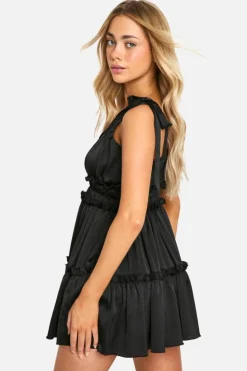 Skater Dresses*boohoo Tiered Ruffle Skater Dress black