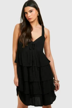 Smock Dresses*boohoo Tiered Ruffle Smock Dress black