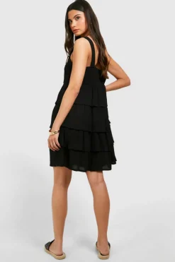 Smock Dresses*boohoo Tiered Ruffle Smock Dress black