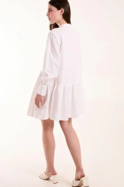 Shirt Dresses*Blue Vanilla Tiered Shirt Mini Dress White