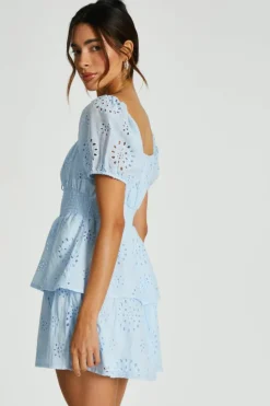 Skater Dresses*Quiz Tiered Skater Mini Dress Blue