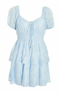 Skater Dresses*Quiz Tiered Skater Mini Dress Blue