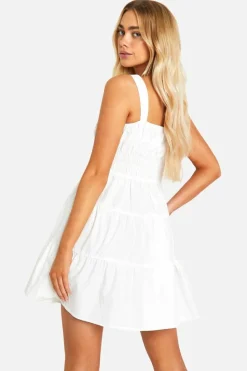 Smock Dresses*boohoo Tiered Smock Mini Dress white
