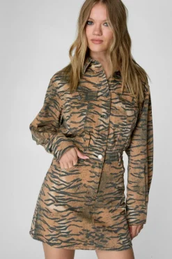 Shirt Dresses*NastyGal Tiger Print Denim Shirt Dress animal