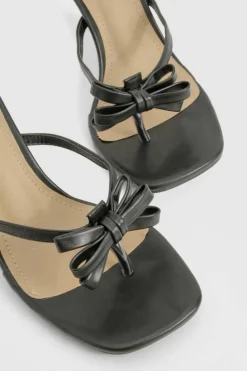 Sandals|Heels*boohoo Toe Post Bow Detail Heeled Mules black