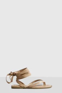 Sandals*boohoo Toe Post Wrap Up Flat Sandals nude