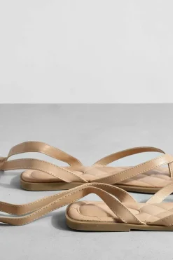 Sandals*boohoo Toe Post Wrap Up Flat Sandals nude