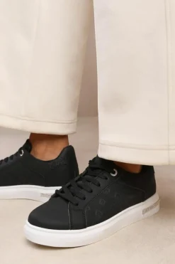 Trainers*Where's That From Tokyo' Crystal Trim With Embossed Detailed Trainers Black