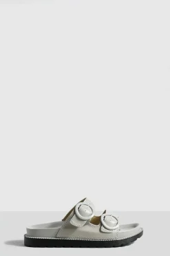 Flats|Sandals*boohoo Tonal Buckle Footbed Slider taupe