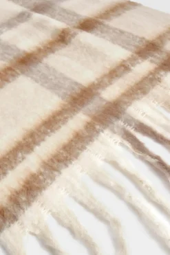 Hats & Gloves|Hats & Gloves*boohoo Tonal Checked Tassel Fringe Scarf neutral