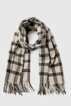 Hats & Gloves|Hats & Gloves*boohoo Tonal Checked Tassel Scarf stone