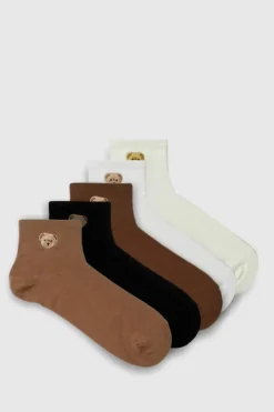 Tights & Socks|Tights & Socks*boohoo Tonal Embroidered Bear Sock 5 Pack multi