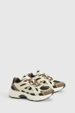 Trainers*boohoo Tonal Sporty Panelled Trainers chocolate