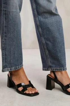 Sandals*Where's That From Tori' Strappy Sandals With Block Heel Black