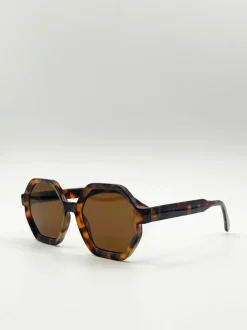 Sunglasses*SVNX Tortoiseshell oversized Hexagon frame sunglasses Brown