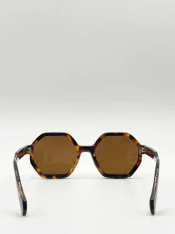 Sunglasses*SVNX Tortoiseshell oversized Hexagon frame sunglasses Brown