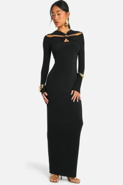 Bodycon Dresses|Maxi Dresses*boohoo Trim Detail Cut Out Maxi Dress black