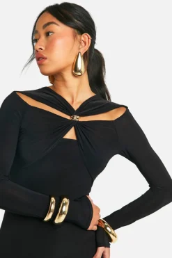 Bodycon Dresses|Maxi Dresses*boohoo Trim Detail Cut Out Maxi Dress black