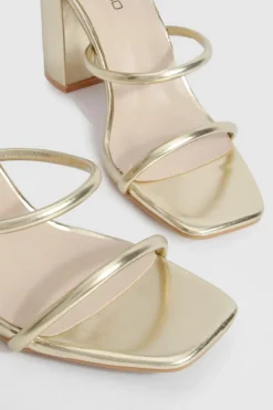 Sandals|Heels*boohoo Triple Strap Block Heel Sandals gold
