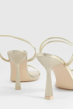 Heels*boohoo Triple Strap Wrap Up High Heels gold