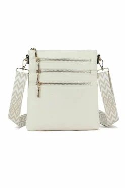 Cross-Body Bags*Kitise Triple Zip Slim Crossbody Bag With Canvas Strap Beige