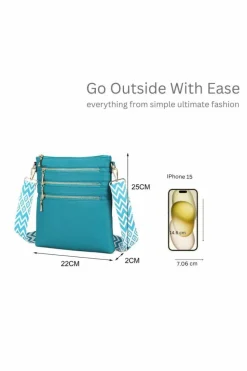 Cross-Body Bags*Kitise Triple Zip Slim Crossbody Bag With Canvas Strap Beige