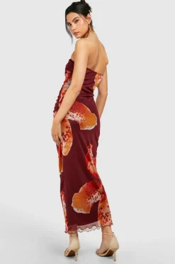 Bodycon Dresses|Maxi Dresses*boohoo Tropical Mesh Bandeau Maxi Dress multi