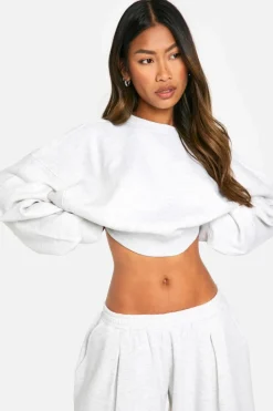 Sweatshirts|Hoodies & Sweatshirts*boohoo TUCKED HEM DETAIL CREW NECK CROPPED SWEATSHIRT ash grey