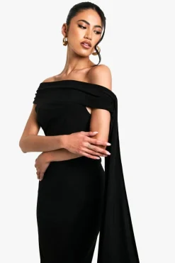 Maxi Dresses|Dresses*boohoo Twist Detail Off Shoulder Drape Maxi Dress black