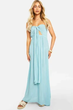 Smock Dresses*boohoo Twist Front Cheesecloth Maxi Dress blue