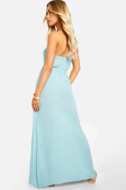 Smock Dresses*boohoo Twist Front Cheesecloth Maxi Dress blue